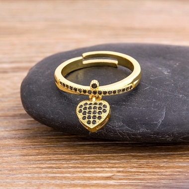 Dropshipping 6 Styles Romantic Love Heart Rings Charm Copper Cubic Zirconia Wedding Engagement Rings for Women Girls Gifts