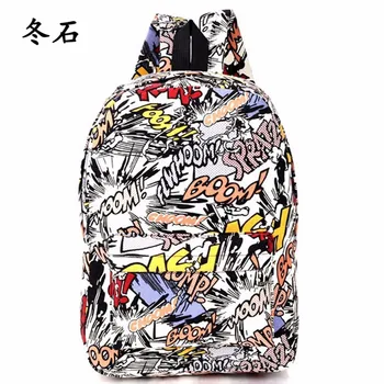 

Cartoon Graffiti Backpack Canvas Women Shoulder Bag Best Travel Teenager Girl Boys School Backpack Female Rucksack bagpack 2020