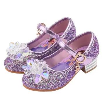 

Children Sofia Princess Shoes Girls High Heel Leather Shoes Dress Kids Leather Glitter Crystal Shoes Banquet Party Dance Wedding