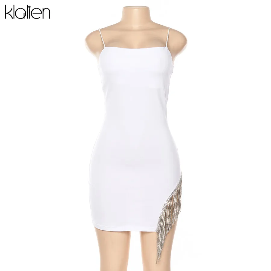 Klanien/сексуальное однотонное платье с кисточками без бретелек без рукавов в стиле пэчворк, бодикон, новинка, осенняя мода, элегантные Клубные вечерние платья для женщин