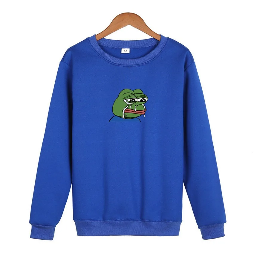 O-Neck Hoodie Sad Frog Print Mens Fashion Brand Sweatshirt Men Women Hoodie Pullover New Autumn Hip Hop Streetwear hoody