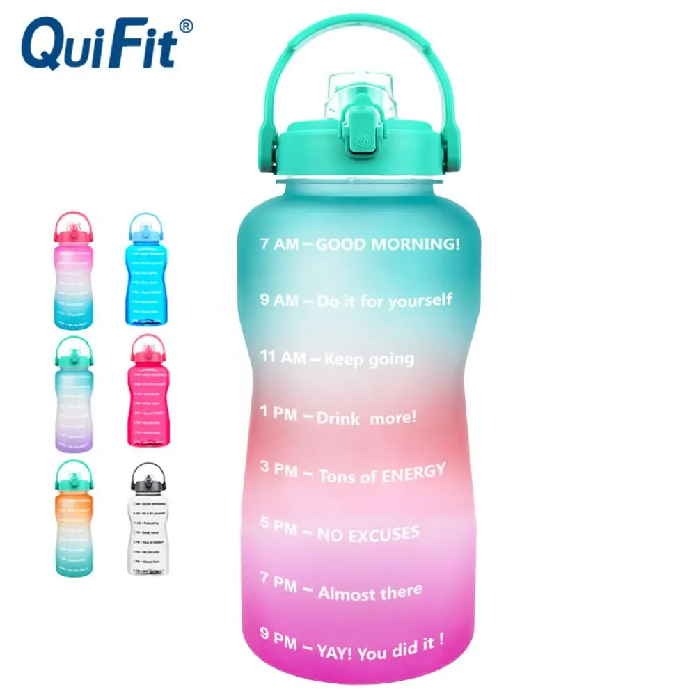 QuiFit-soporte para botella de agua de 2L y 3,8l, soporte para teléfono inteligente con Flip-Flop, botellas libres de BPA, soporte portátil para deportes, jarra de gimnasio para teléfono móvil