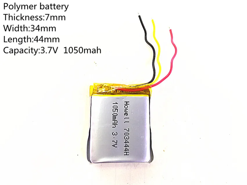 3 line 3.7V 1050mAh Rechargeable li Polymer Li-ion Battery For headphones tachograph MODEL SP5 mp3 mp4 GPS 703444 073444 lithium ion battery