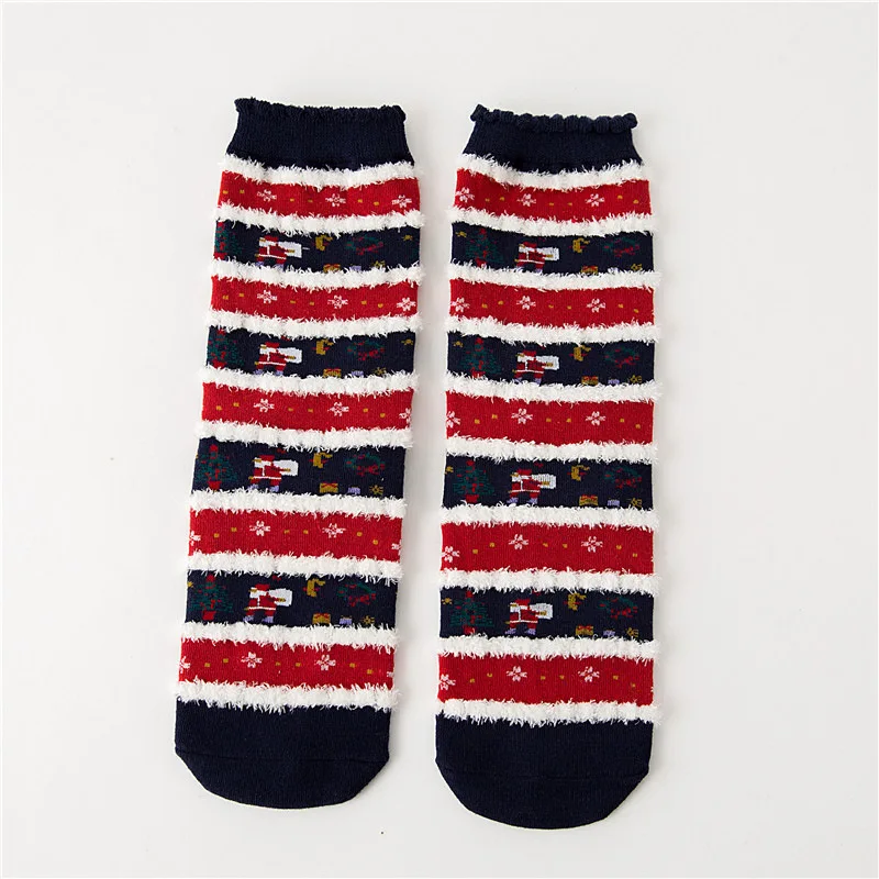 Осенние и зимние новые рождественские хлопковые носки с рисунком снеговика, Санта Клауса, лося, милые женские носки средней длины