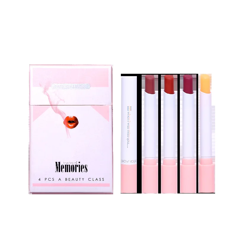 4 pcs Beautiful Lipstick Set Cigarette Lip Makeup Matte Waterproof Long lasting Lip stick Nude Sexy Red Easy to wear Lip Balm 4 pcs Beautiful Lipstick Set Cigarette Lip Makeup Matte Waterproof Long lasting Lip stick Nude Sexy Red Easy to wear Lip Balm