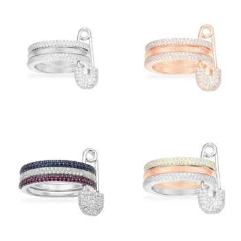 

Kakany 2020 New High Quality Inlaid Glittering Zircon Elegant Charm Three-color Pin Ring Fashion Women Luxury Romantic Gift