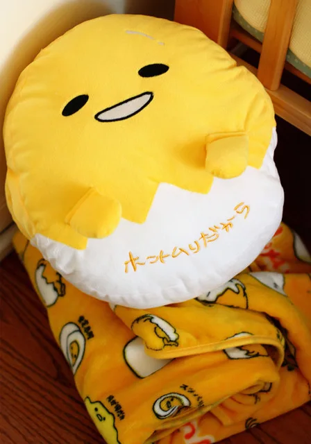 Pillow blanket 2 Kawaii Gudetama Lazy Egg Plush Pillow Hand Warmer Staffed Egg Jun Egg yolk brother Toy Doll Cute Soft Pillow blanket Cushion - Цвет: Pillow blanket 2
