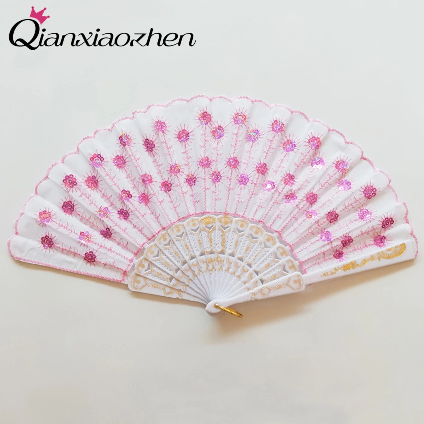 Qianxiaozhen 4 шт вышитые блестки ручные вентиляторы Свадебные сувениры и подарки свадебный подарок для гостя Свадебные сувениры идеи