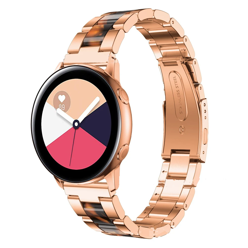 20 мм ремешок для Galaxy Watch Active 2 полосы/Ticwatch E/huawei часы 2/Garmin Vivoactive 3 браслет из нержавеющей стали - Цвет ремешка: rose gold