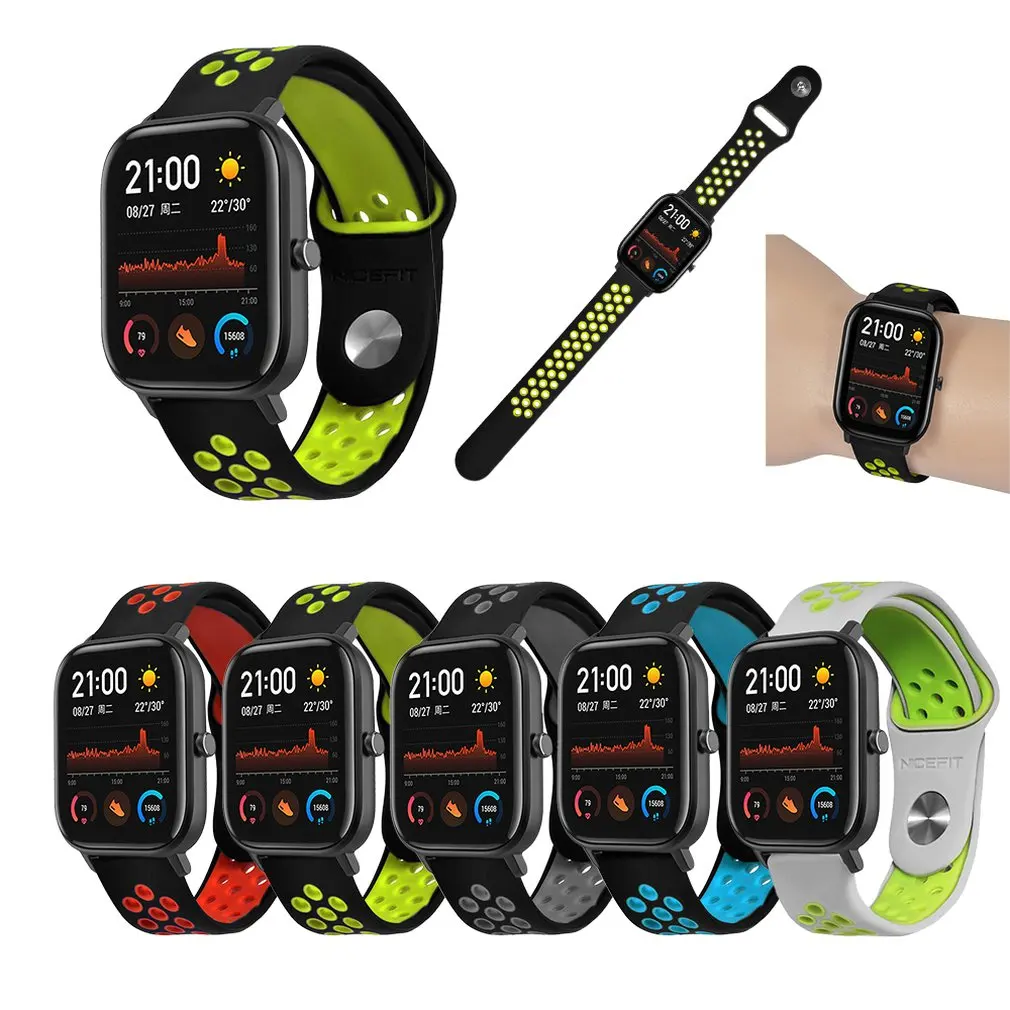 

Two-Color Air Hole Reverse Buckle Silicone Strap Fashionable Personality Watchband Wrist Strap For Amazfit Gts Watch Hot