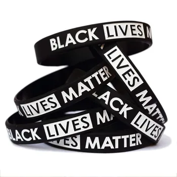 

100pcs/lot New Black Lives Matter Silicone Wristband Black Bracelets & Bangles Silicona Pulseira