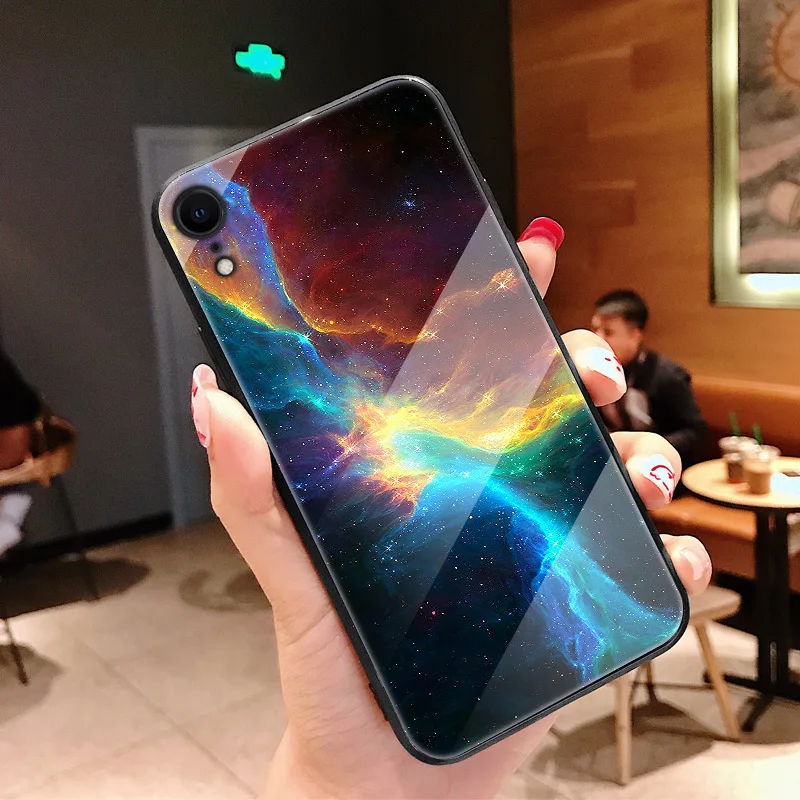Силиконовый чехол для iPhone X, чехол, стеклянный чехол, задняя крышка, чехол для iPhone X, полная защита, цветок, мультяшный элемент
