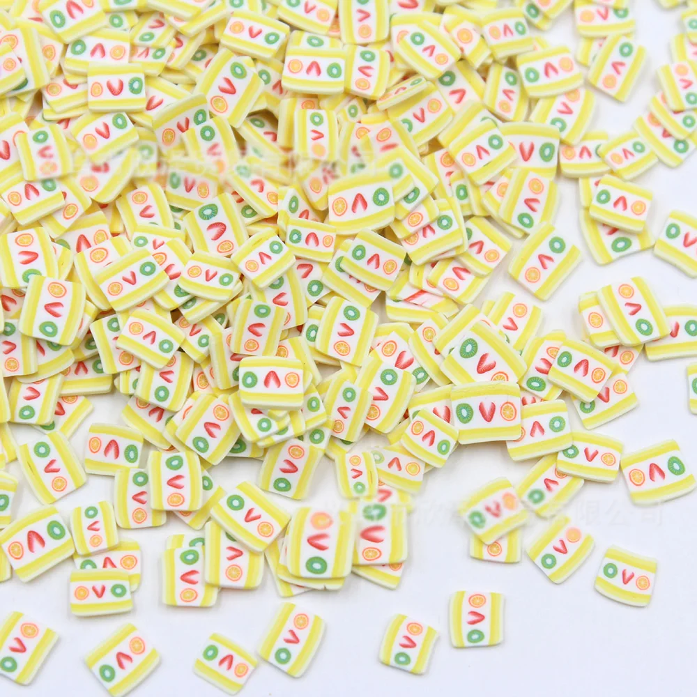 50 г/лот Милые 3d кусочки фруктового торта Fimo Полимерная глина разбрызгивает для рукоделия украшения ногтей аксессуары для телефонов: 5 мм