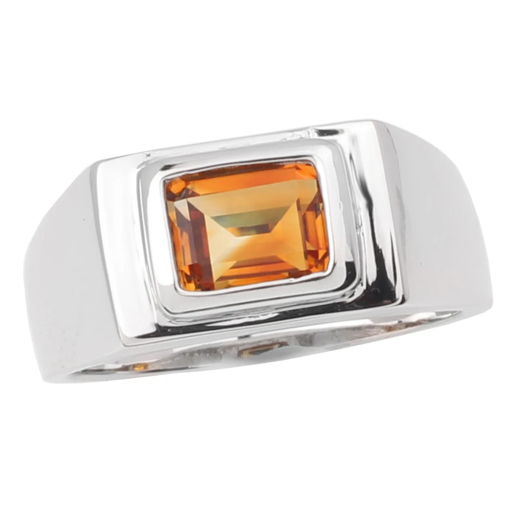 Citrine Gemstone Men Ring 925 Sterling 