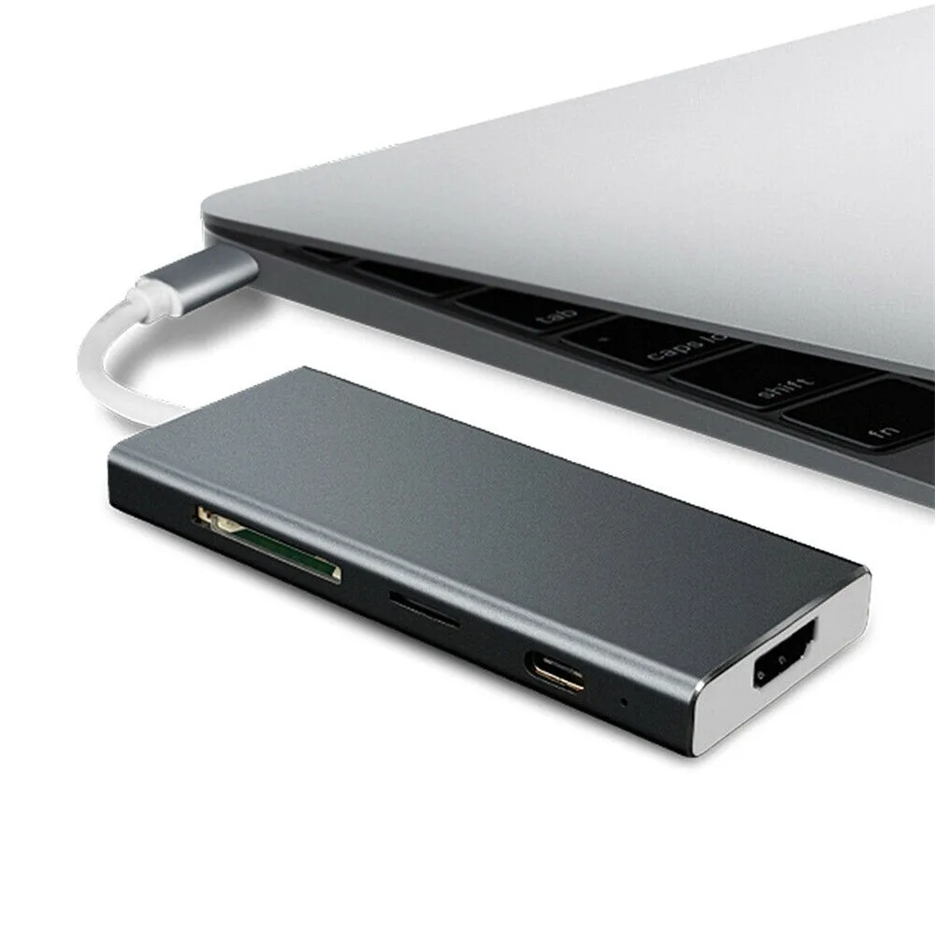 7-в-1 Тип-C USB Hub адаптер с 3 портами(стандарт 3,0 Порты HDMI Выход Тип док-станция с USB Порты и разъёмы SD/D кард-ридер для ChromeBook USB одновременно передавать данные и зарядные устройства