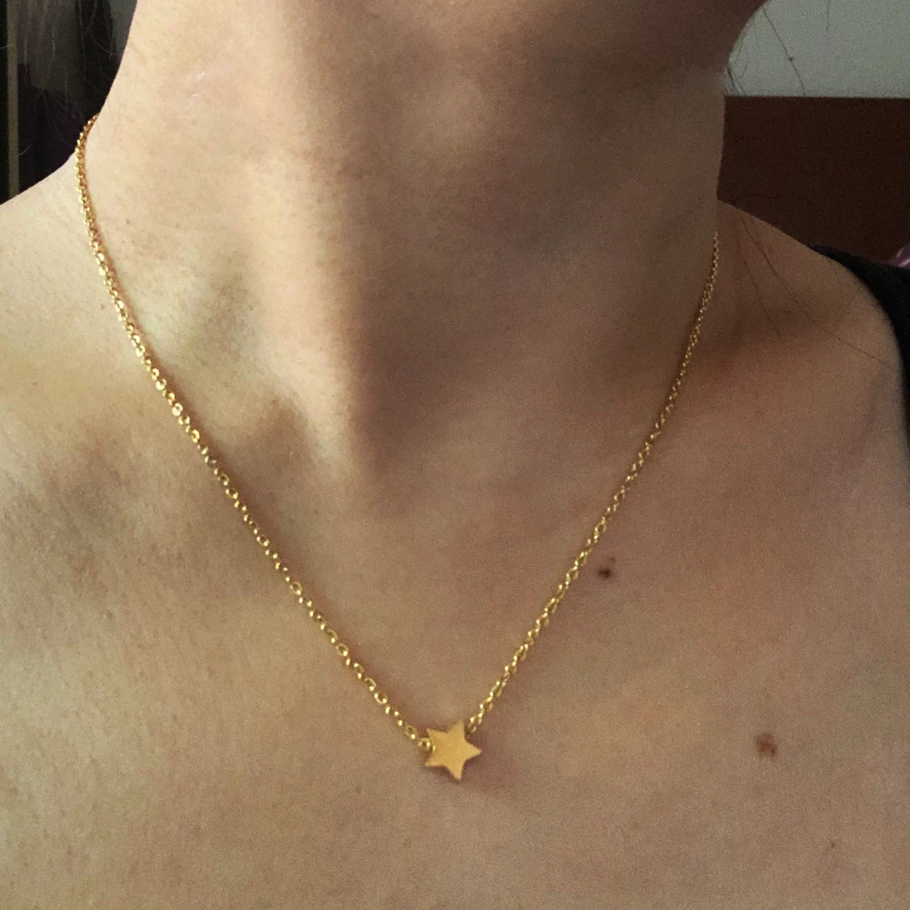 Простая Маленькая подвеска звезда из нержавеющей стали золотого цвета ожерелья