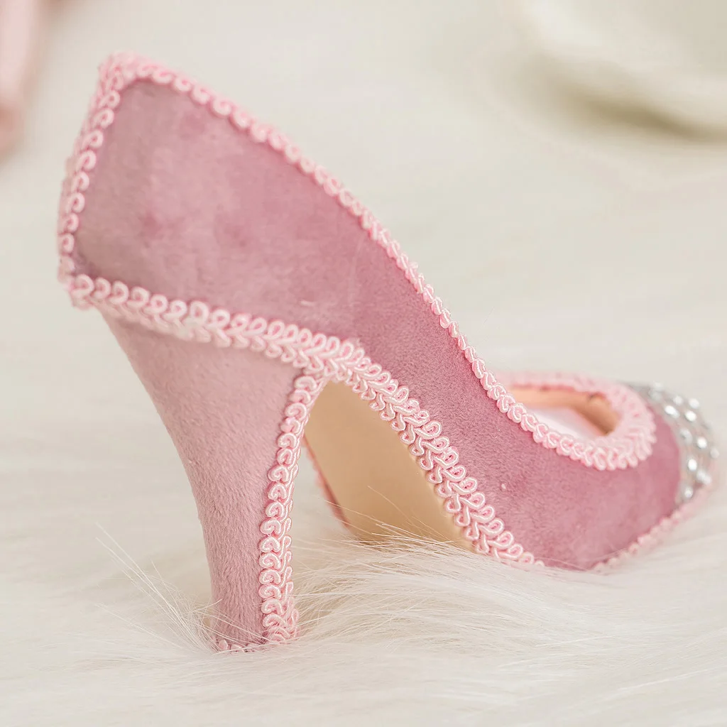 Creative High-heel Shoes Jewelry Holder Stand Rack Display Pink Color for Ring Bracelet Necklace Brooch Pin Organizing