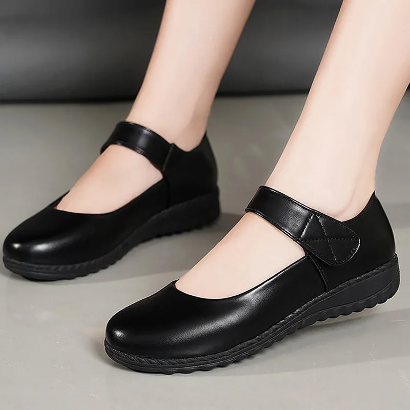 Zapatos de uniforme negros para mujer, mocasines planos para niña Mary  Jane, zapatos escolares cómodos para mujer, mocasines para lactancia|Zapatos  planos de mujer| - AliExpress