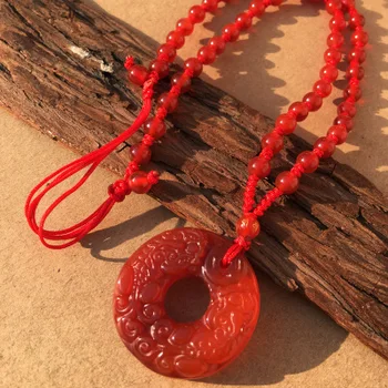 

Open-light natural red agate pendant pendant obsidian stone-tie ping-man's-made pendant send certificate