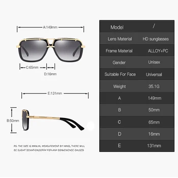 2020 Fashion Men Flat Top Sunglasses Classic Women Brand Designer Metal Square Sun Glasses UV400 Protection 4