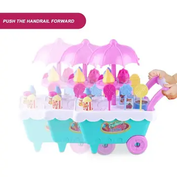 

Girl Mini Candy Cart Shop Small Ice Cream Carts Pretend Play Children Toys Develop Child Endurance and Concentration