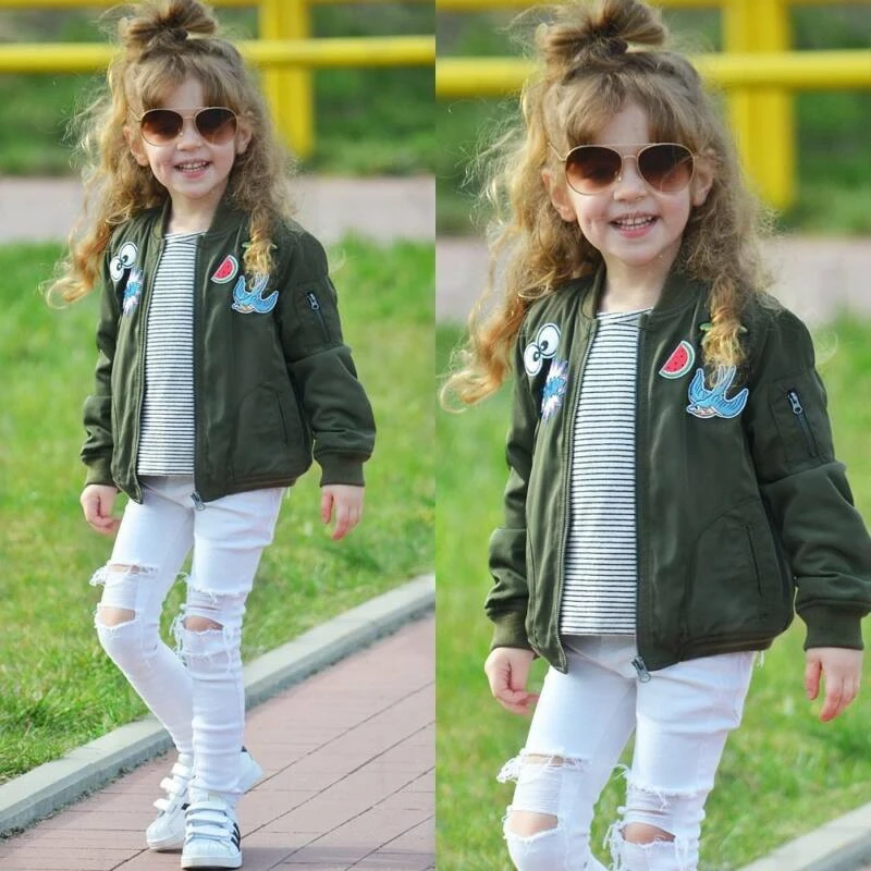 Abrigo bonito de otoño para niños y niñas, chaqueta de manga larga con cremallera para piloto de bicicleta y motocicleta, ropa de exterior, 2 8 y abrigos| - AliExpress