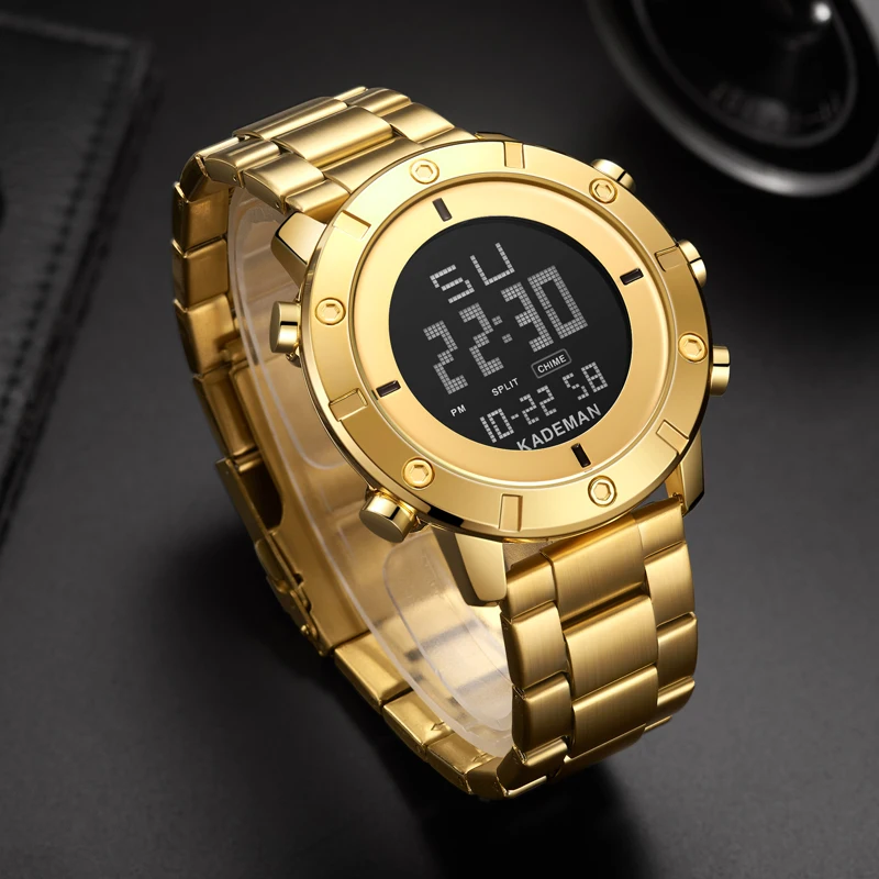 KADEMAN Новое поступление цифровые спортивные часы мужские роскошные полностью стальные 3ATM Брендовые Часы высшего качества военные наручные часы Relogio Masculino