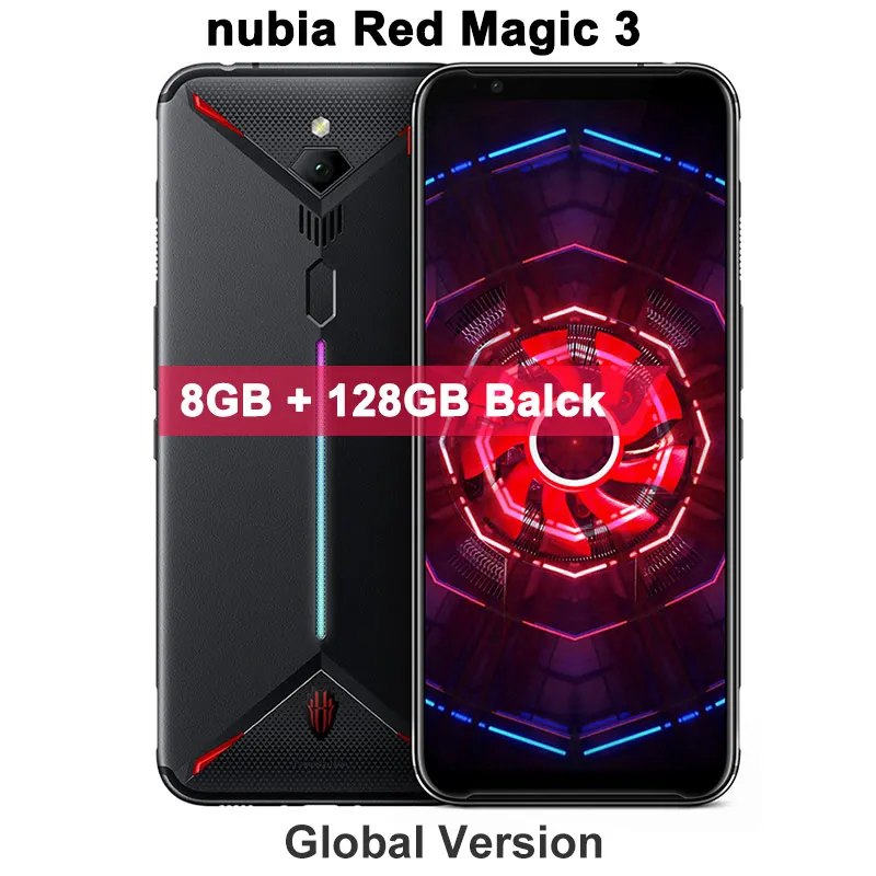magic3 8G 128G Black Глобальная версия, мобильный телефон zte nubia Red Magic 3 3S 8G/12G 128/256G 6,6" Snapdragon 855, фронтальный игровой телефон 48MP 5000mAh - Цвет: magic3 8G 128G Black