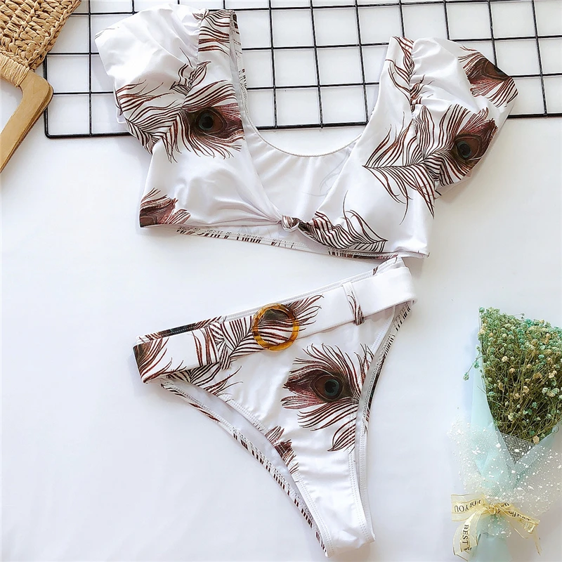 Ruffles Bikinis Floral Women Swimsuit High Waist Bikini Set Sexy Bathing Suits Female Swimming Suits Ladies Swimwear Belt S-L Ruffles Bikinis Floral Women Swimsuit High Waist Bikini Set Sexy Bathing Suits Female Swimming Suits Ladies Swimwear Belt S-L