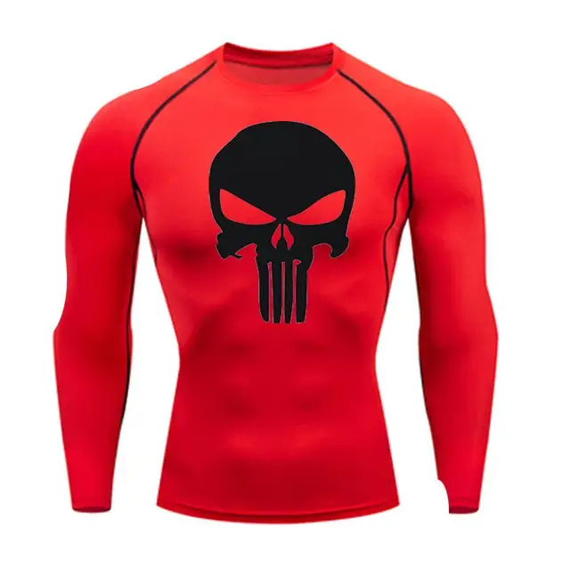 Punisher Thermal underwear Compression sportswear leggings Gym shirt Tights jogging suits Skull tracksuit men Fitness rash guard