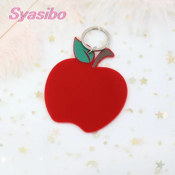 

(1piece) 50mm/70mm Teacher Appreciation Apple Keychain with Ring Red Acrylic Apple School Student Gift Laser Cutout-KC021