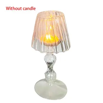 

European Style Transparent Borosilicate Glass Table Lamp Candle Holder Wedding Home Creative Decoration