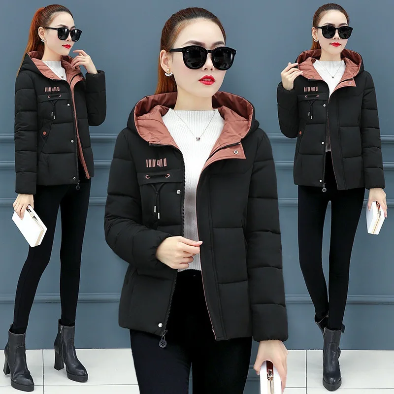 

Photo Shoot 2019 Winter New Style Korean-style Slim Fit down Jacket Women's Short Cotton Coat Hooded Simple Coat