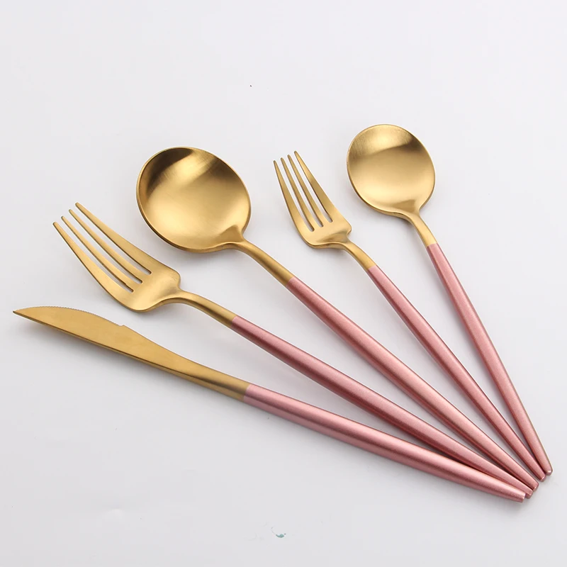 5Pcs-Black-Gold-Steel-Cutlery-Set-Knivs-Spoons-Western-Dinnerware-Set-top-grade-cutlery-Stainless