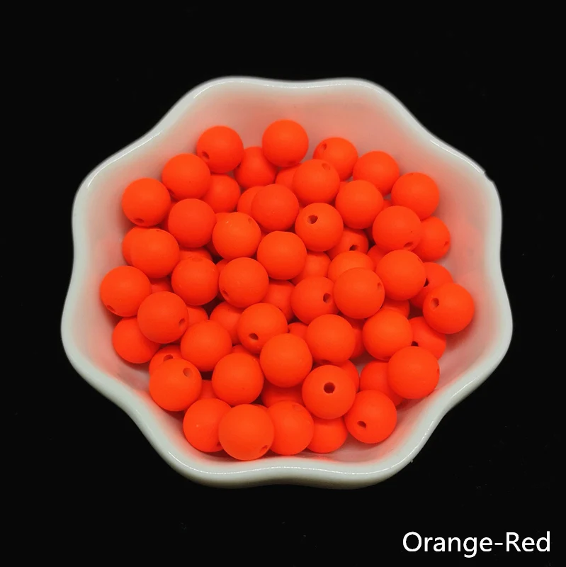50 шт. 8 мм резиновые бусины Шарм Неоновые Круглые свободные бусины распорка акриловые бусины для самостоятельного изготовления ювелирных изделий - Цвет: Orange-Red