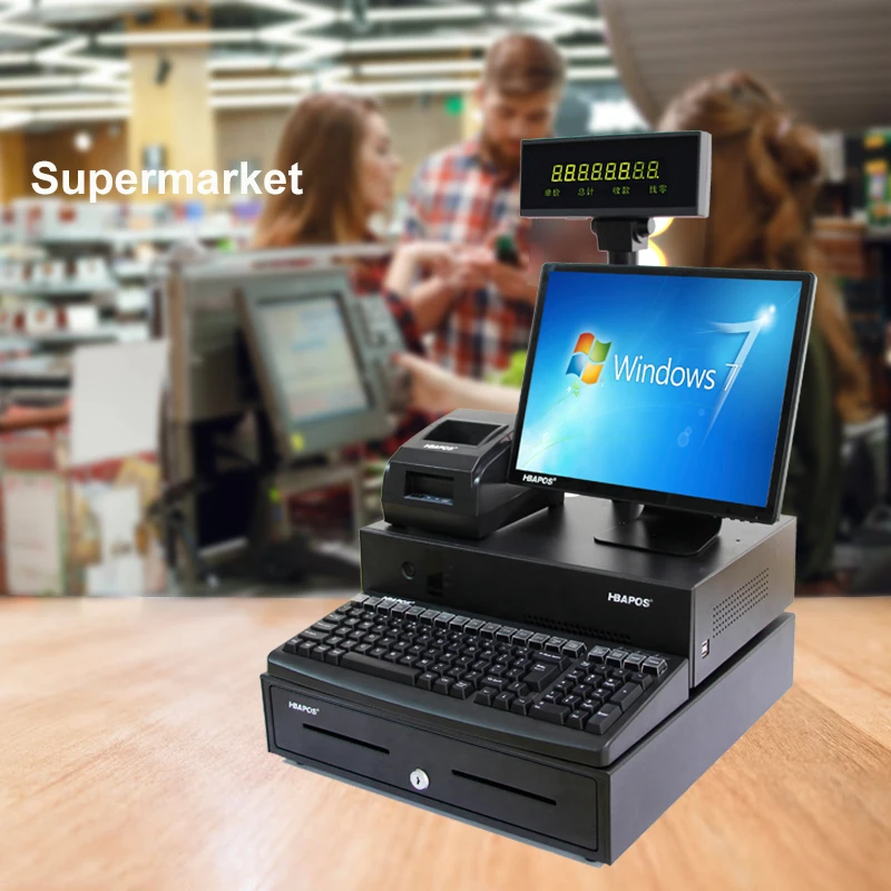 US $329.12 POS System Machine 133 LCD Monitor Cash Register with 58mm Receipt Printer amp Cash Drawer All in One for Supermarket restaurant