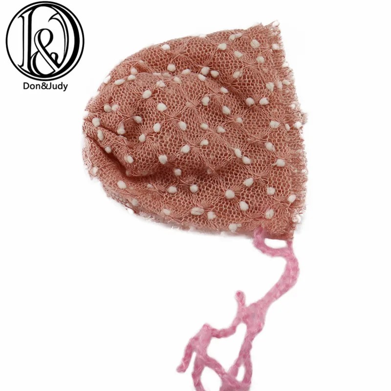Vintage Soft Handmade Knitted Infant Bonnet with Small Bobble Dot for Newborn Baby Photo Shoot Props Photography Accessories | Детская