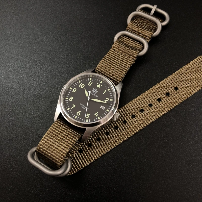 NO.8 Steeldive 39mm Нержавеющая сталь 316L Мужские часы для погружений 200м Водонепроницаемые пилотные часы C3 Светящиеся пилотные часы NH35 - Цвет: NO.8