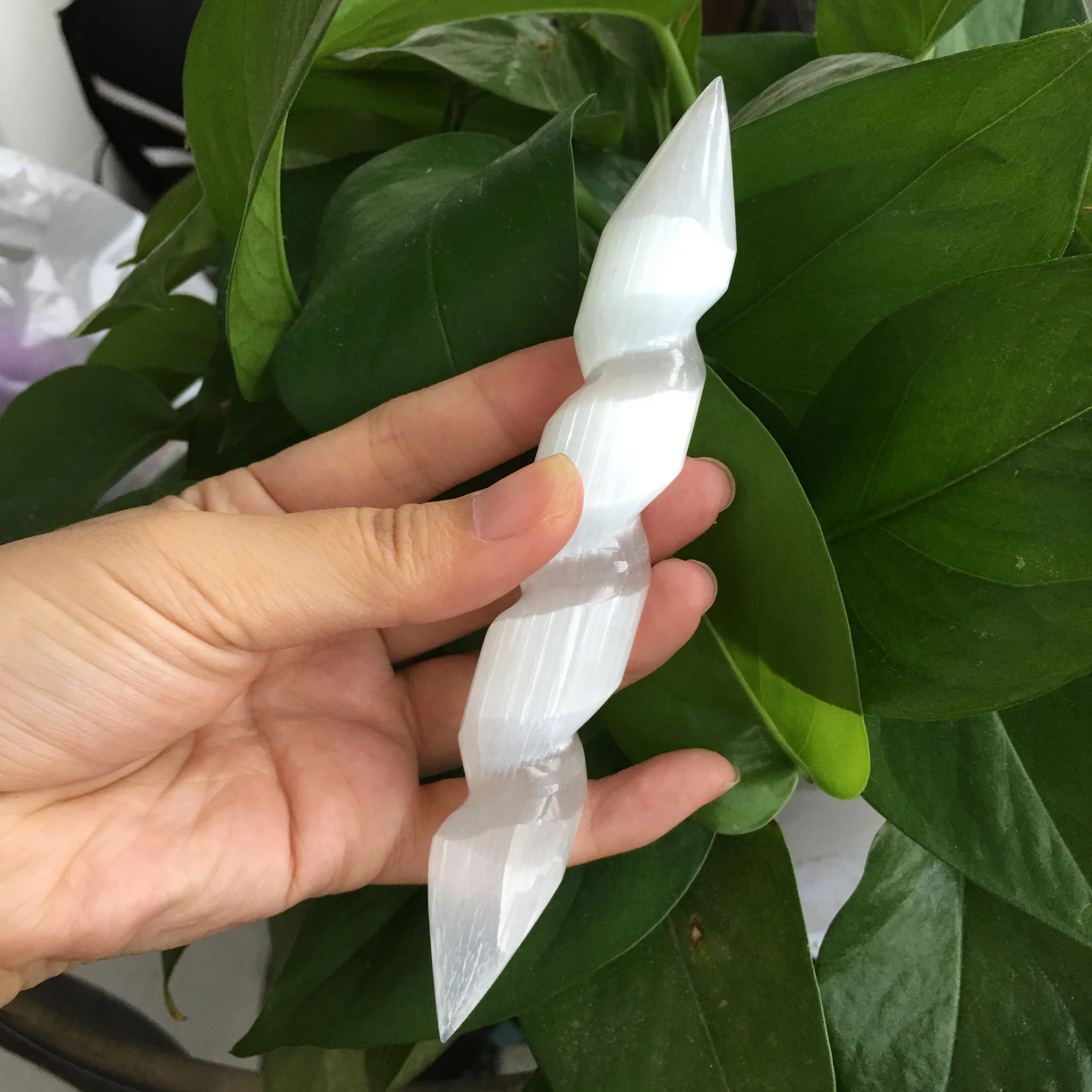 

Selenite Crystal Wand Healing Massage Spiral Polished Log Stick Gypsum Cleanse