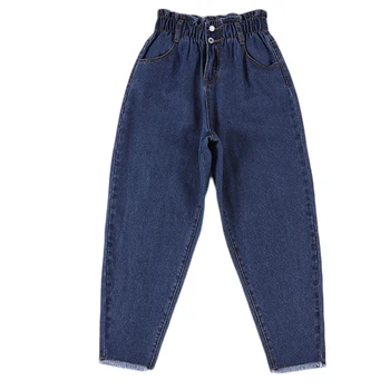 

Womens Button Casual Pants Fashion Korean High Waist Harem Pants Loose Elastic Waist Plus Size Pants Women Trousers