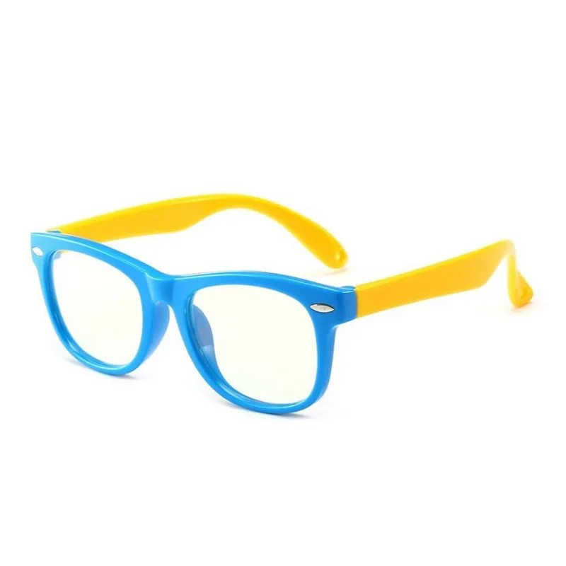 blue yellow Винтажные детские очки с защитой от синего света, детские игровые очки, модная детская оправа для очков, очки для близорукости - Цвет оправы: blue yellow