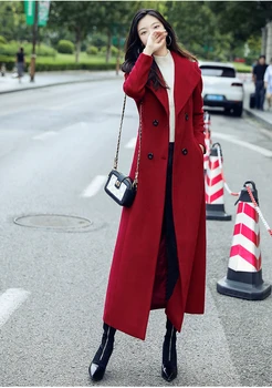 

Plus Size Cardigans Long Sleeve Manteau Femme Elegant Women Korean Winter Long Female Overcoat Outwear Wool Coat