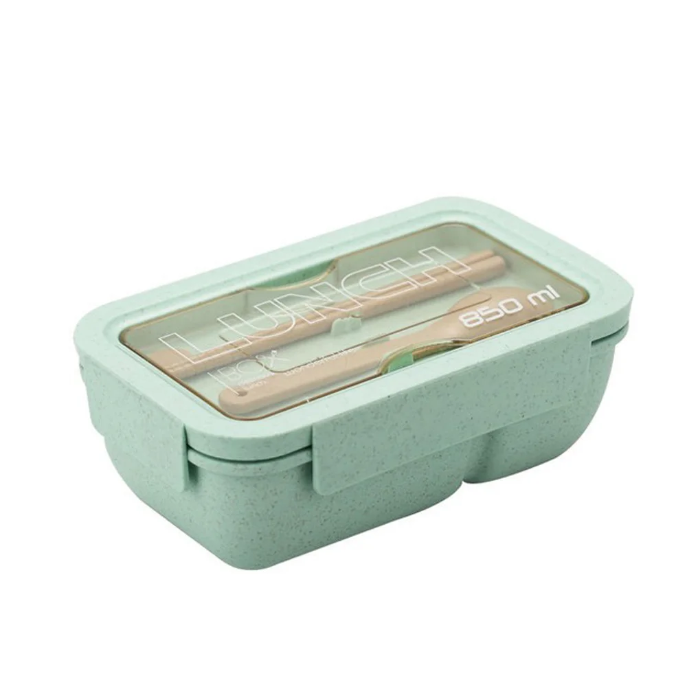 Набор ланч-боксов в японском стиле для студентов, столовые приборы, микроволновая печь, для работы в школе, для пикника, розовый, зеленый, отсек для хранения посуды