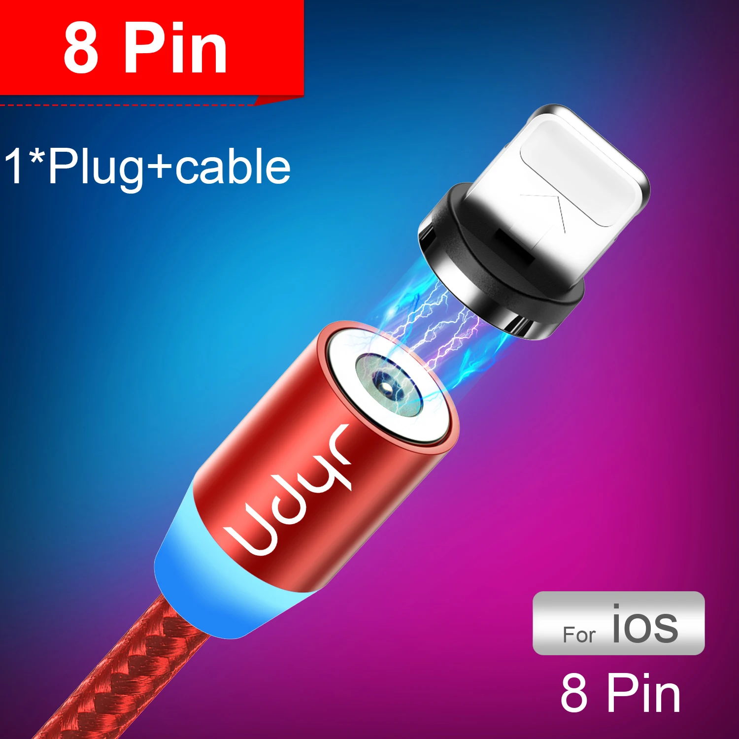 Магнитный кабель Udyr для быстрой зарядки, кабель Micro usb type-C для iphone, samsung, Xiaomi, магнитное зарядное устройство, кабель USB для мобильного телефона - Цвет: Red For iphone