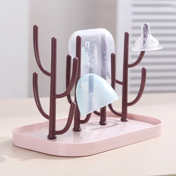 

Bathroom Drying Rack Cup Holder Multifunctional Kitchen Countertop ABS Simple Cactus Shape Home Drain Space Saving Storage