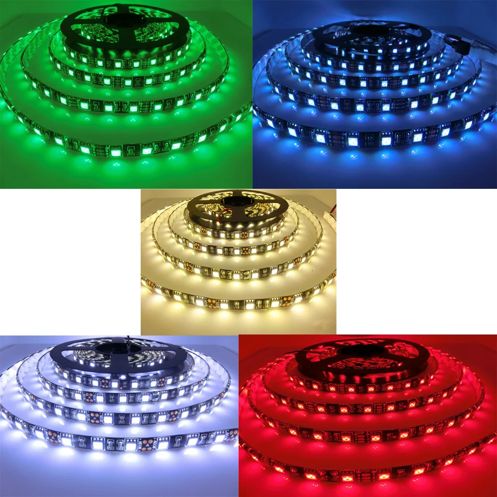 Светодиодная лента 5 в постоянного тока 5050 SMD 30 светодиодов/м черная печатная