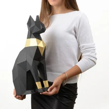 Chat Bastet egypte 3D papier modèle Animal Papercraft Action Figure Puzzles enfants cadeau éducatif créatif maison déco décorations jouet