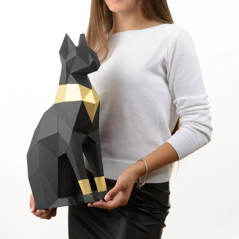 Кошка Бастет египетская 3D бумажная модель животных поделка фигурка пазлы
