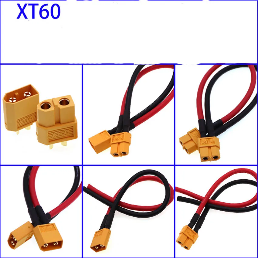 Wire Connector 10cm-1m XT60 Battery Male Female Model airplane 30A high current Plug 12AWG Soft cable for 11.1v 14.8v 22.2v battery