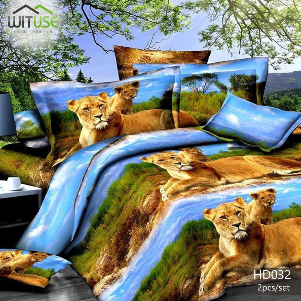 Color 5 Дышащий 3D комплект постельного белья животные Твин Квин HD пододеяльник наволочка мягкий и дышащий используется для украшения семьи спальни - Цвет: Color 5